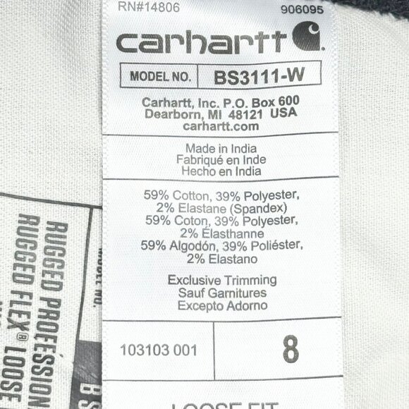 Carhartt Women's Rugged Flex Black Canvas Work Shorts Size 8 NWT 10" Inseam - Picture 6 of 12